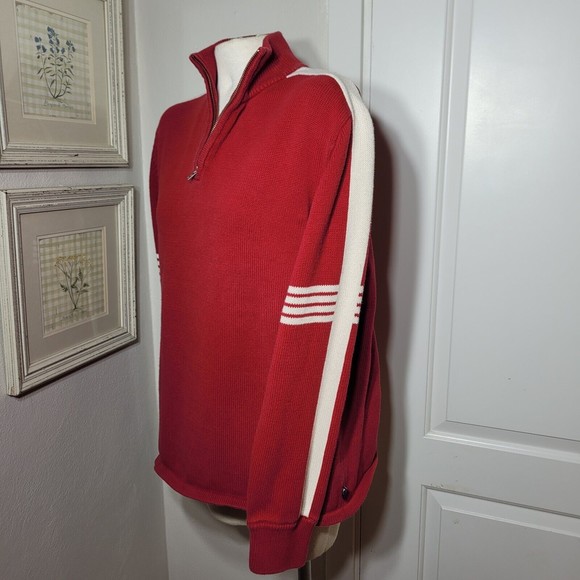 American EAGLE Cotton sweater quarter Zip Men's Red Large - Picture 2 of 8